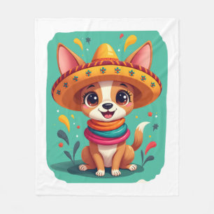 Chihuahua Mexico Cinco de Mayo Funny Dog (2) Fleece Blanket