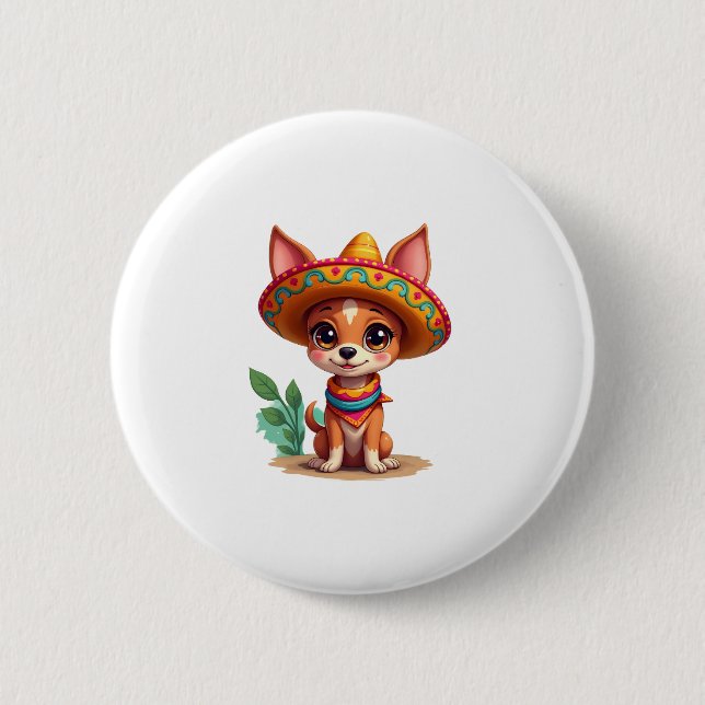 Chihuahua  Mexico  Cinco de Mayo  Funny Dog   (3) 6 Cm Round Badge (Front)