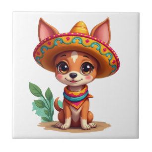 Chihuahua Mexico Cinco de Mayo Funny Dog (3) Ceramic Tile