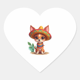 Chihuahua  Mexico  Cinco de Mayo  Funny Dog   (3) Heart Sticker