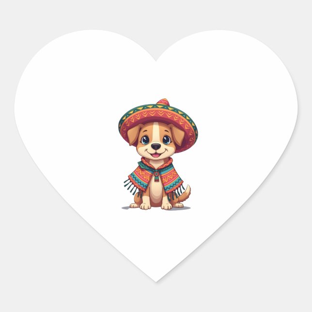 Chihuahua  Mexico  Cinco de Mayo  Funny Dog  (3) Heart Sticker (Front)