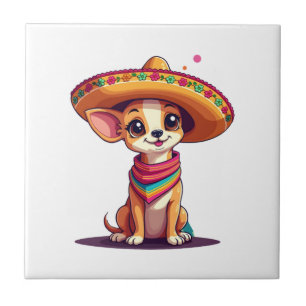 Chihuahua Mexico Cinco de Mayo Funny Dog (4) Ceramic Tile
