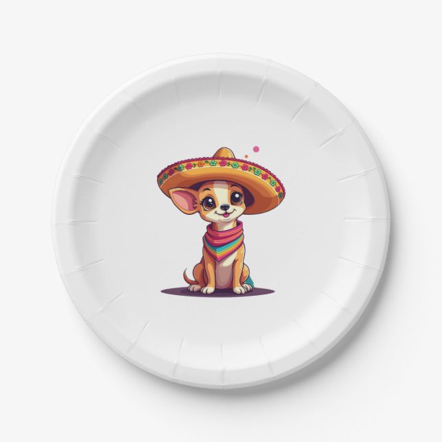 Chihuahua  Mexico  Cinco de Mayo  Funny Dog   (4) Paper Plate (Front)