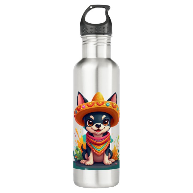 Chihuahua  Mexico  Cinco de Mayo  Funny Dog   (5) 710 Ml Water Bottle (Front)