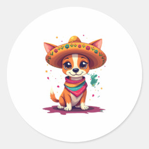 Chihuahua  Mexico  Cinco de Mayo  Funny Dog   (6) Classic Round Sticker