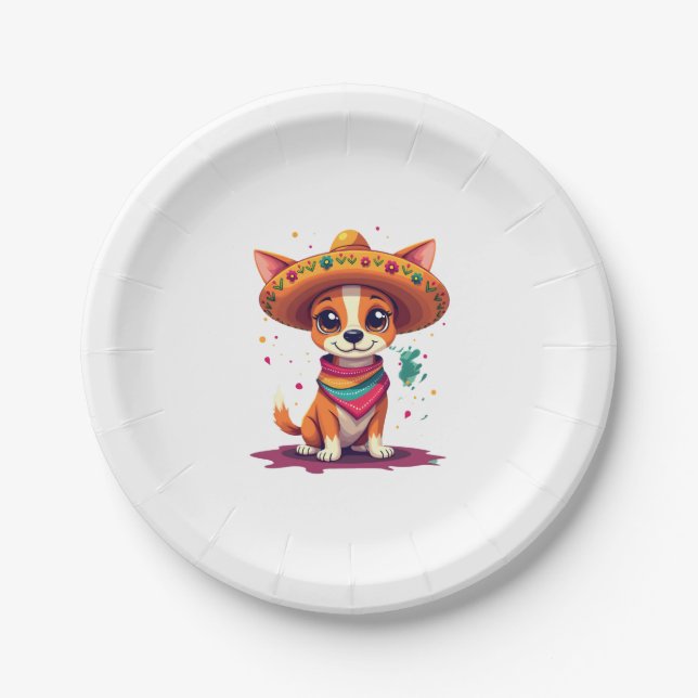 Chihuahua  Mexico  Cinco de Mayo  Funny Dog   (6) Paper Plate (Front)