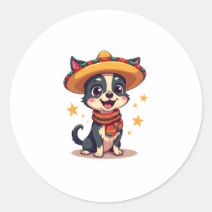Chihuahua  Mexico  Cinco de Mayo  Funny Dog  Copy Classic Round Sticker