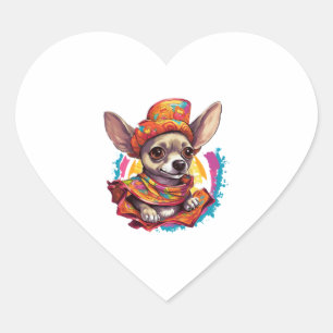 Chihuahua Mexico Cinco de Mayo Funny Dog Heart Sticker