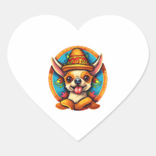 Chihuahua Mexico Cinco de Mayo Funny Dog Heart Sticker