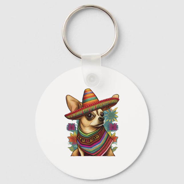 Chihuahua  Mexico  Cinco de Mayo  Funny Dog        Key Ring (Front)