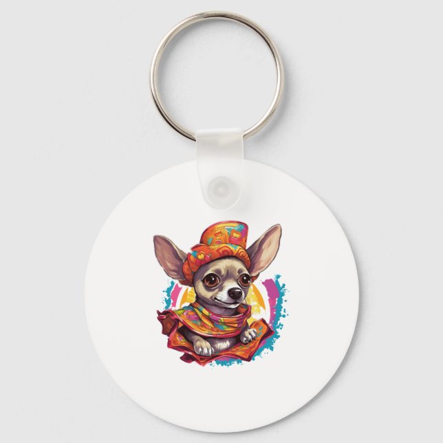 Chihuahua  Mexico  Cinco de Mayo  Funny Dog      Key Ring (Front)