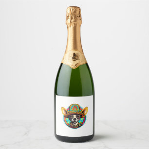Chihuahua Mexico Cinco de Mayo Funny Dog Sparkling Wine Label