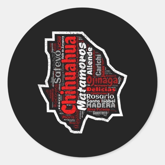Chihuahua Mexico Mapa Municipios Mexican State Classic Round Sticker (Front)