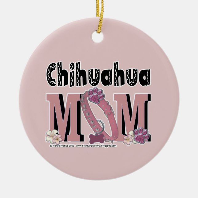 Chihuahua MOM Ceramic Tree Decoration (Front)