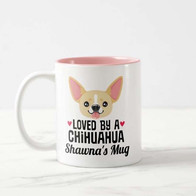 Chihuahua Mom Dog Lover Girly Two-Tone Coffee Mug (Left)