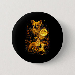 Chihuahua moonlit night art chihuahua howling at 6 cm round badge