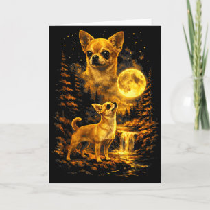 Chihuahua moonlit night art chihuahua howling at card