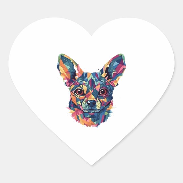 Chihuahua Mosaic Geometrical Art Dog Heart Sticker (Front)
