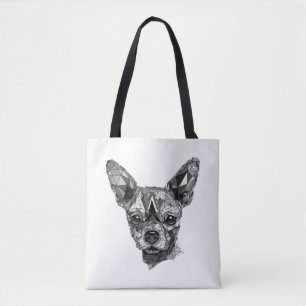 Chihuahua Mosaic Geometrical Art Dog Tote Bag