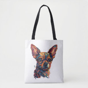Chihuahua Mosaic Geometrical Art Dog Tote Bag