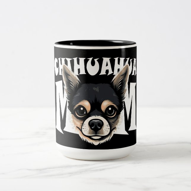 Chihuahua Mum Cute Chihuahua Momma Puppy Dog Two-Tone Coffee Mug (Center)