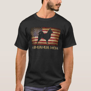 Chihuahua Mum Vintage American Flag Patriotic Dog T-Shirt