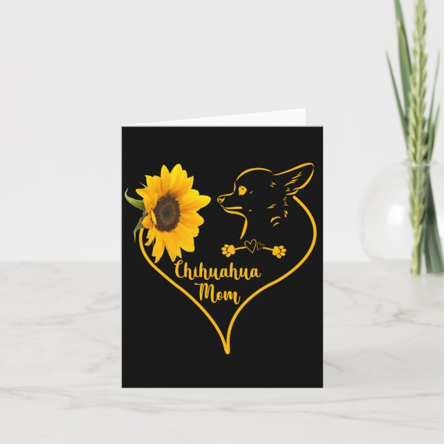 Chihuahua Mum With Sunflower Heart Mother's Day Card (Front)