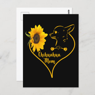 Chihuahua Mum With Sunflower Heart Mother's Day Postcard