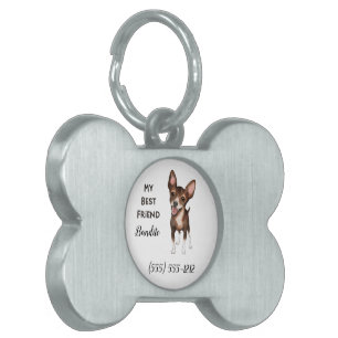 Chihuahua My Best Friend Custom Dog Bone Name Pet ID Tag