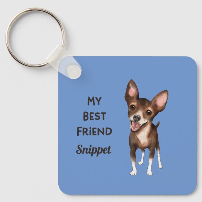 Chihuahua My Best Friend Custom Name Address Key Ring (Front)