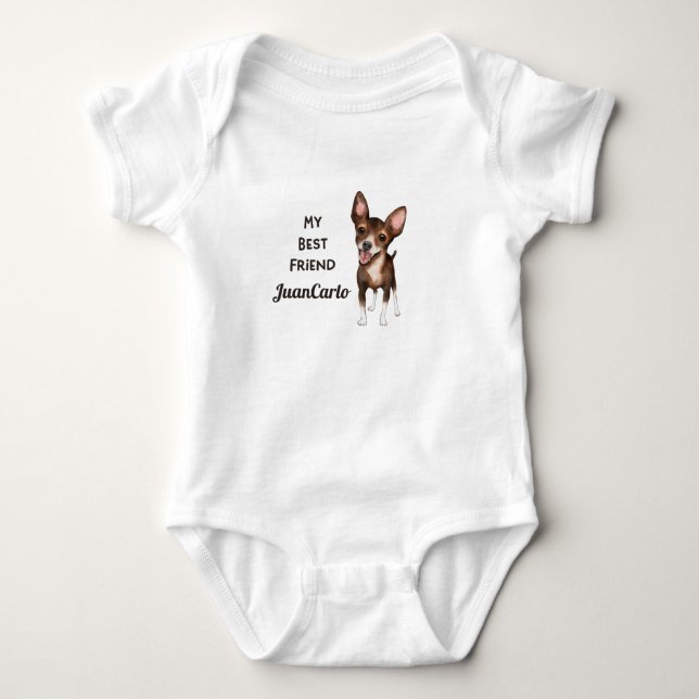 Chihuahua My Best Friend Custom Name  Baby Bodysuit (Front)