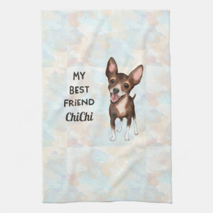 Chihuahua My Best Friend Custom Name Tea Towel