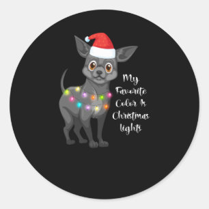 chihuahua my favourite colour is christmas classic round sticker