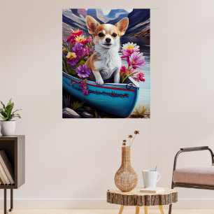Chihuahua on a Paddle: A Scenic Adventure Poster