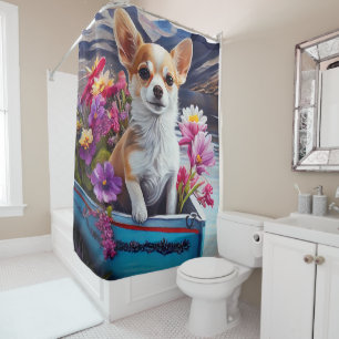 Chihuahua on a Paddle: A Scenic Adventure Shower Curtain