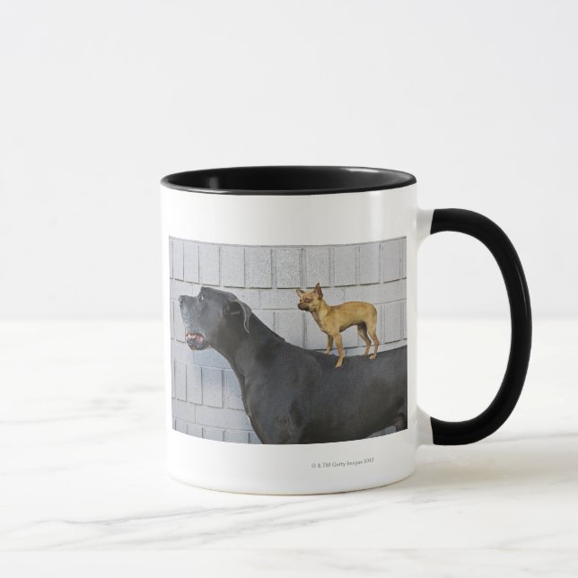 Chihuahua on Great Dane's back Mug (Right)