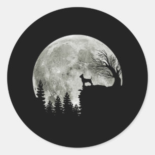 chihuahua on mountain big moon halloween classic round sticker