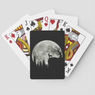 Chihuahua On Mountain Big Moon Halloween Gifts Playing Cards