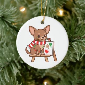 Chihuahua Painter Christmas Ornament Gift