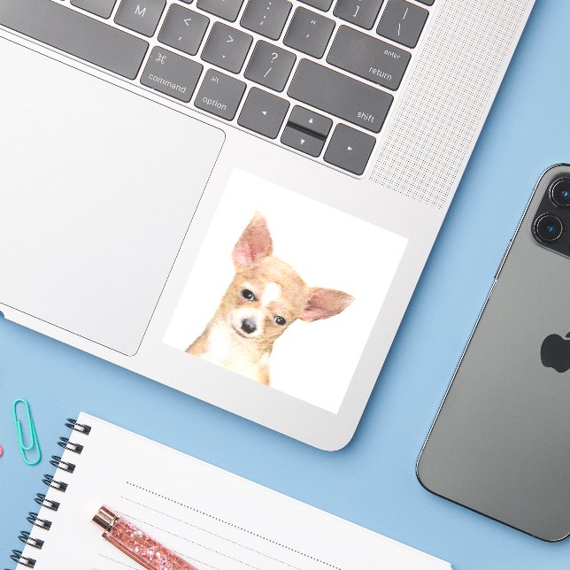 Chihuahua Painting - Cute Original Dog Art (Laptop w/ iPhone)