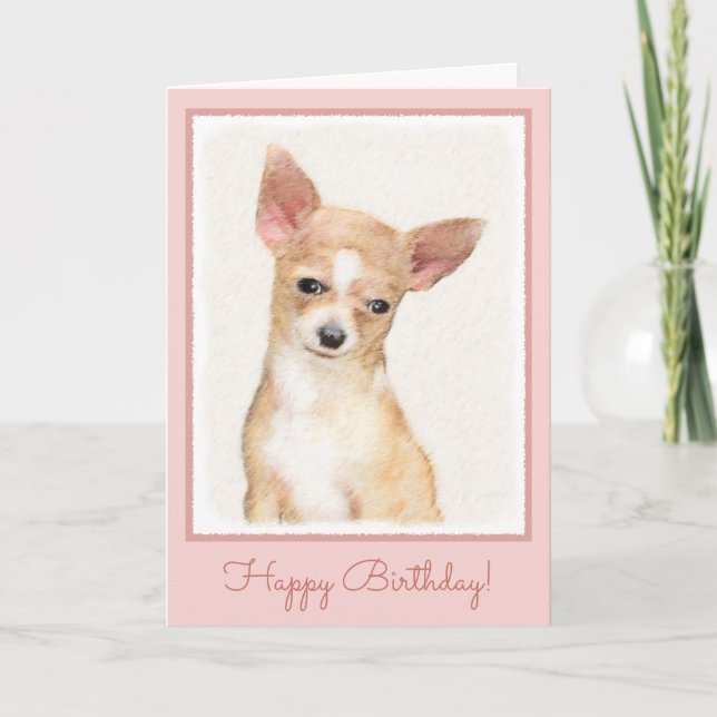 Chihuahua Painting - Cute Original Dog Art Card (Front)