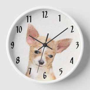 Chihuahua Painting - Cute Original Dog Art Clock