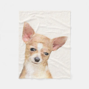 Chihuahua Painting - Cute Original Dog Art Fleece Blanket