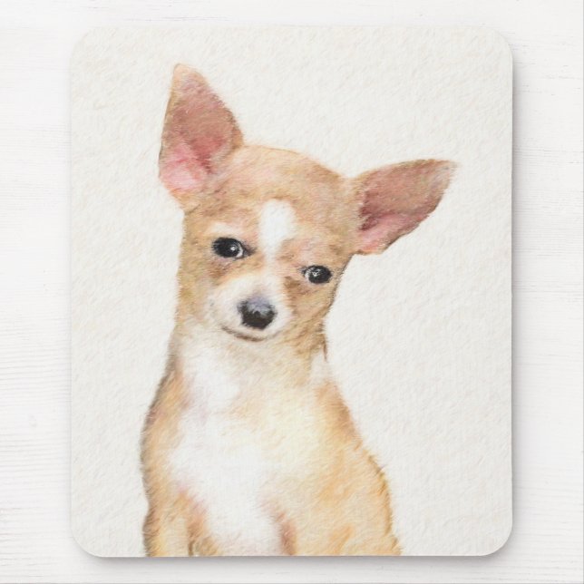 Chihuahua Painting - Cute Original Dog Art Mouse Pad (Front)