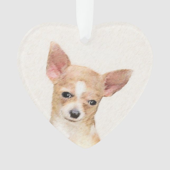 Chihuahua Painting - Cute Original Dog Art Ornament (Front)