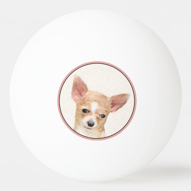 Chihuahua Painting - Cute Original Dog Art Ping Pong Ball (Front)