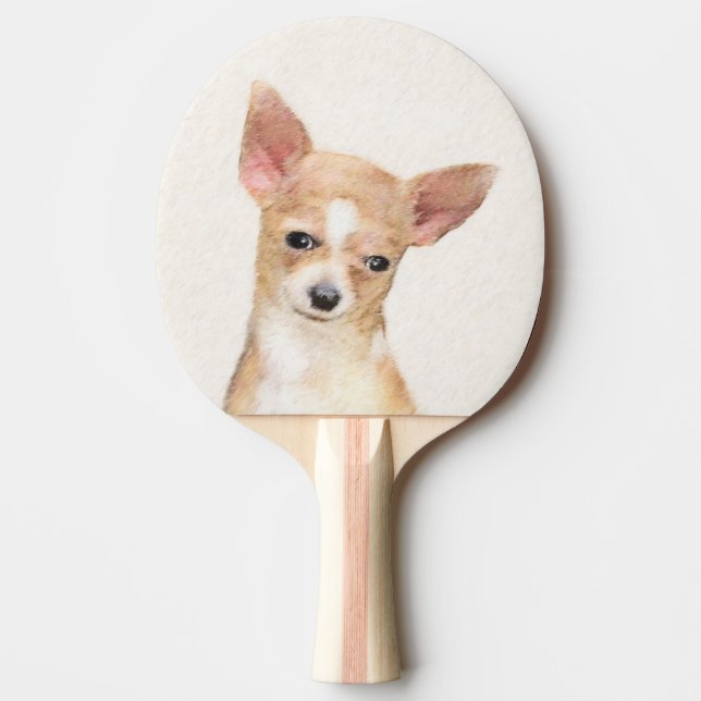 Chihuahua Painting - Cute Original Dog Art Ping Pong Paddle (Front)