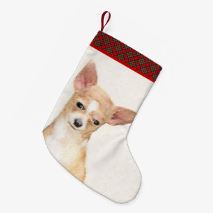 Chihuahua Painting - Cute Original Dog Art Small Christmas Stocking