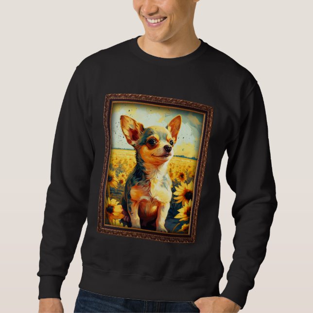 Chihuahua Painting Sunflower Flower Mom Women Flor Sweatshirt (Front)