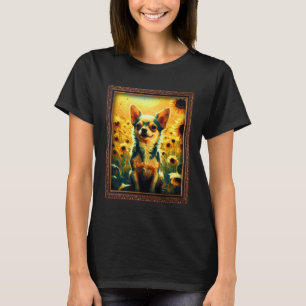 Chihuahua Painting Sunflower Flower Mum Women Flor T-Shirt